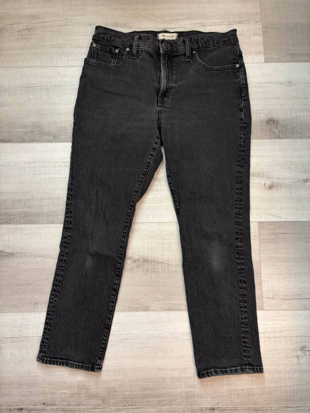 Madewell Perfect Vintage Jeans Black Mid Rise Straight Leg Size 30